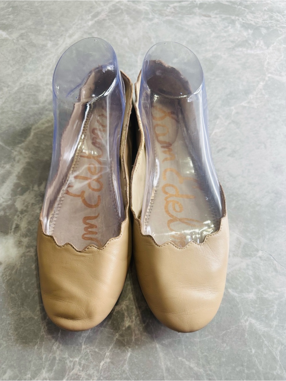Sam Edelman Womens Scalloped Ballet Flats Finnegan Size 8 M Tan Leather